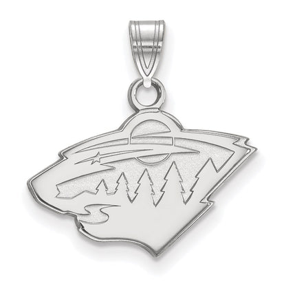 Sterlingsilber Rhodiniert Nhl Logoart Minnesota Wild Klein Anhänger