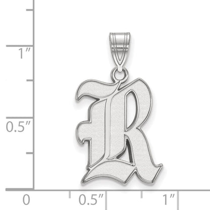 Sterlingsilber Rhodiniert Logoart Rice University Buchstabe R Groß Anhänger