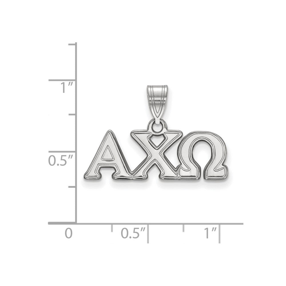 Sterlingsilber Rhodiniert Logoart Alpha Chi Omega Sorority Greek Buchstaben Mittel Anhänger
