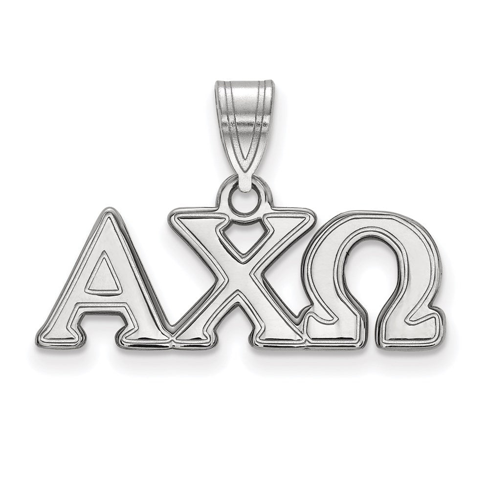 Sterlingsilber Rhodiniert Logoart Alpha Chi Omega Sorority Greek Buchstaben Mittel Anhänger