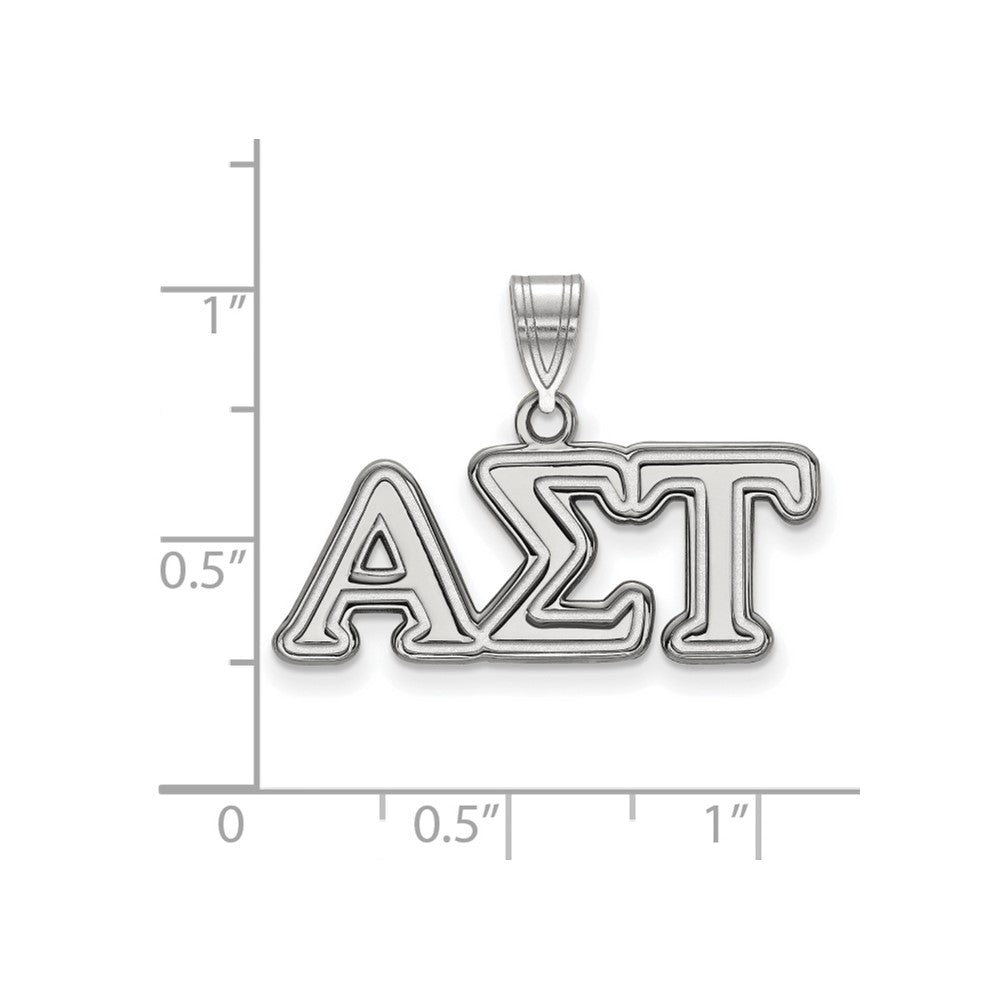 Sterlingsilber Rhodiniert Logoart Alpha Sigma Tau Sorority Greek Buchstaben Mittel Anhänger