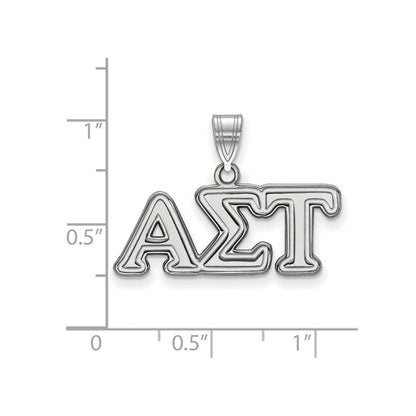 Sterlingsilber Rhodiniert Logoart Alpha Sigma Tau Sorority Greek Buchstaben Mittel Anhänger