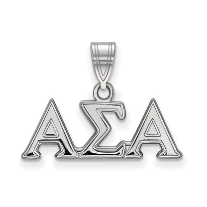 Sterlingsilber Rhodiniert Logoart Alpha Sigma Sorority Greek Buchstaben Mittel Anhänger