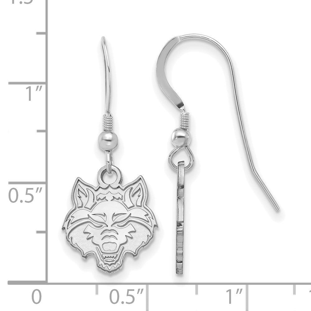 Sterlingsilber Rhodiniert Logoart Arkansas State University Wolf Klein Hängend Draht Ohrringe