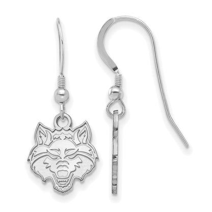 Sterlingsilber Rhodiniert Logoart Arkansas State University Wolf Klein Hängend Draht Ohrringe