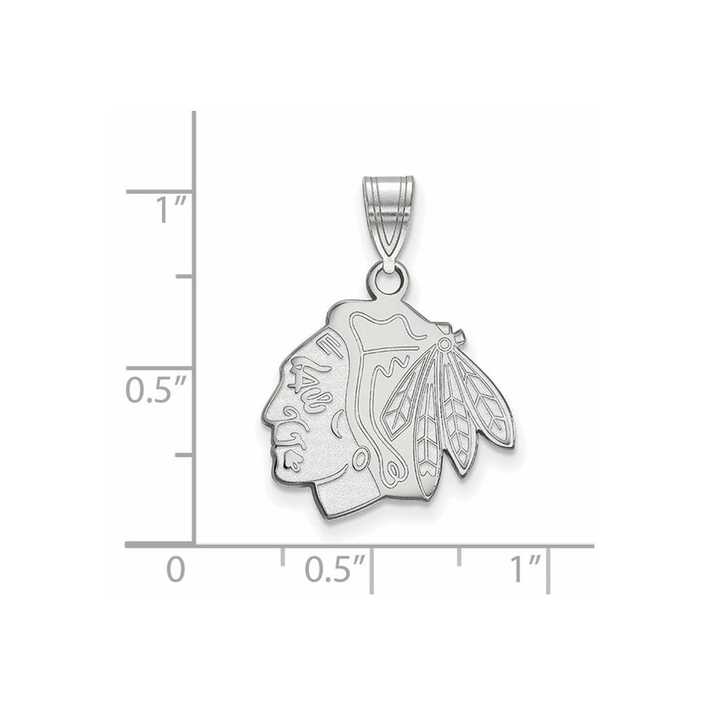 Sterlingsilber Rhodiniert Nhl Logoart Chicago Blackhawks Mittel Anhänger