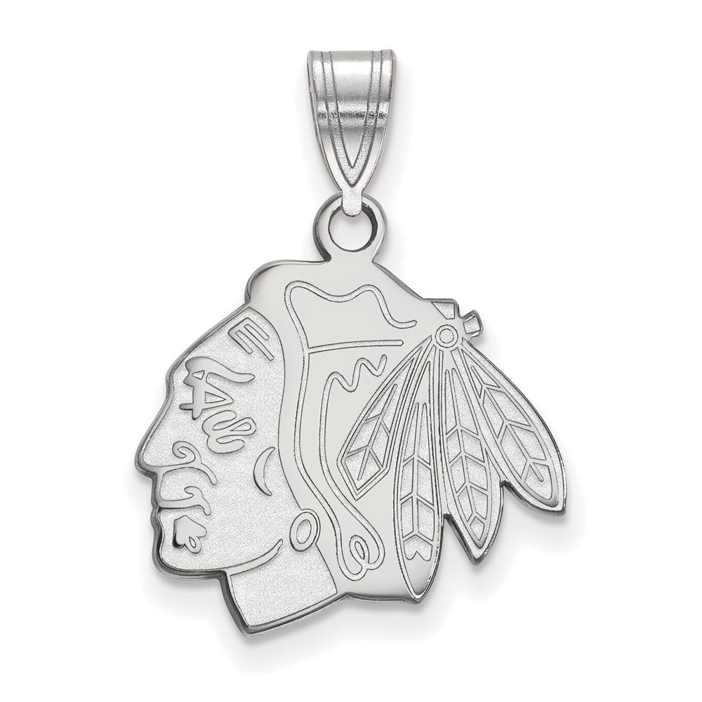 Sterlingsilber Rhodiniert Nhl Logoart Chicago Blackhawks Mittel Anhänger