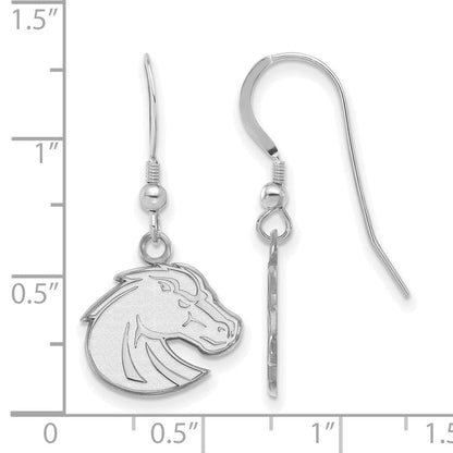 Sterlingsilber Rhodiniert Logoart Boise State University Bronco Klein Hängend Draht Ohrringe