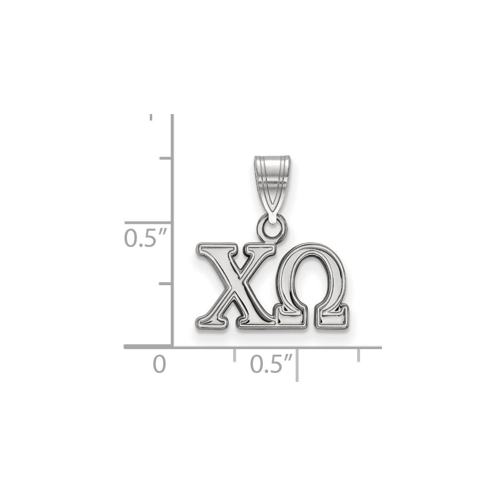 Sterlingsilber Rhodiniert Logoart Chi Omega Sorority Greek Buchstaben Mittel Anhänger