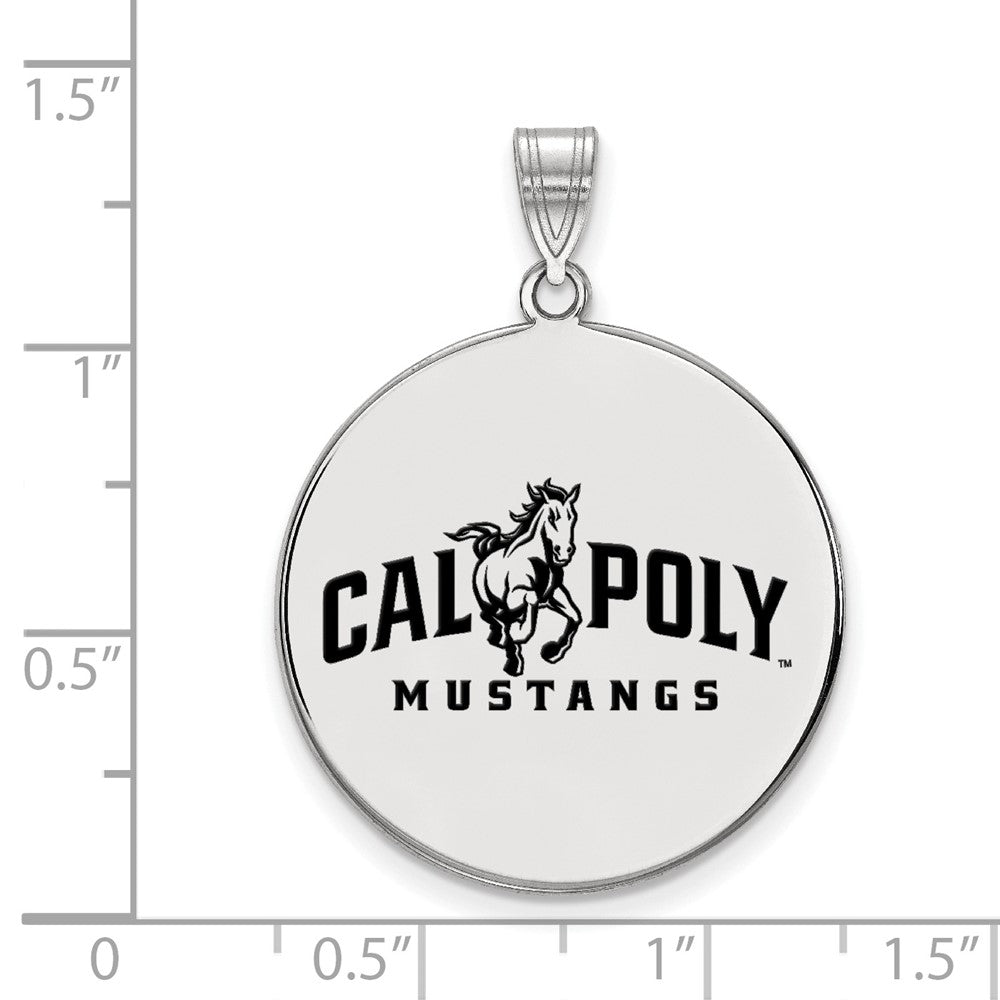 Sterlingsilber Rhodiniert Logoart California Polytechnic State University Mustangs Extra Groß Emailliert Plättchen Anhänger