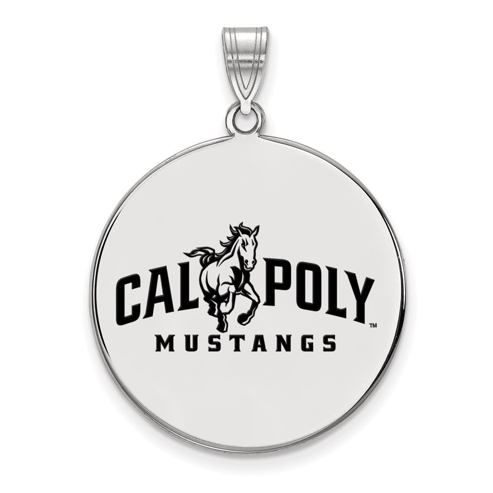 Sterlingsilber Rhodiniert Logoart California Polytechnic State University Mustangs Extra Groß Emailliert Plättchen Anhänger