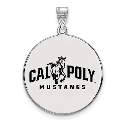 Sterlingsilber Rhodiniert Logoart California Polytechnic State University Mustangs Extra Groß Emailliert Plättchen Anhänger