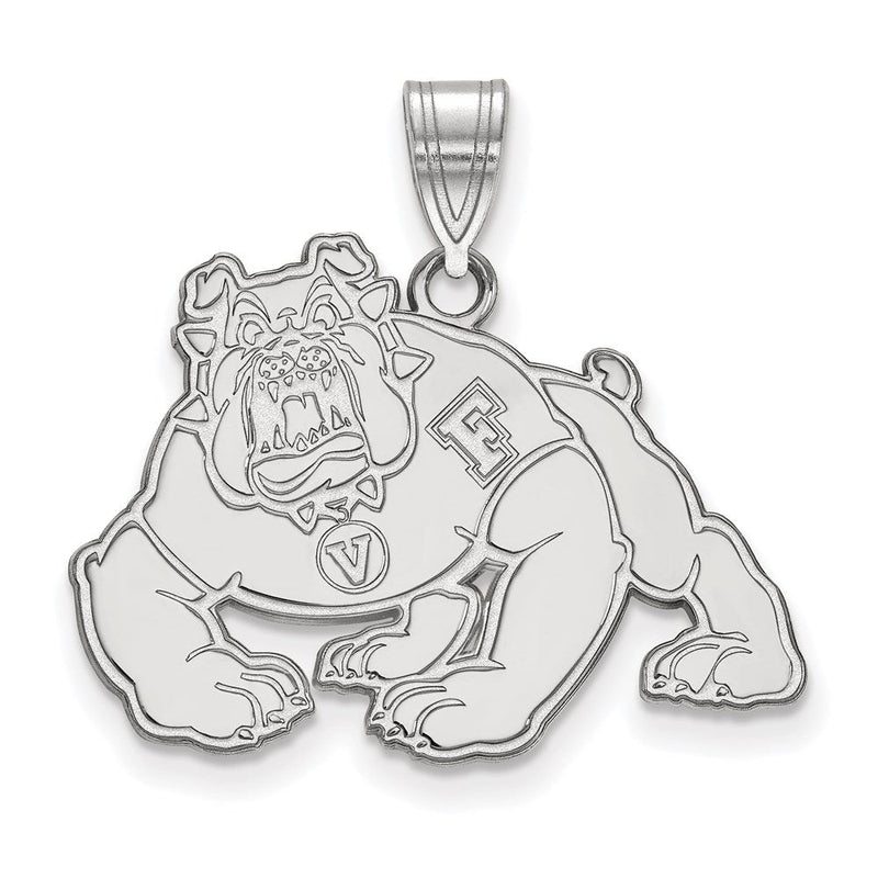 Sterlingsilber Rhodiniert Logoart California State University Fresno Bulldog Groß Anhänger