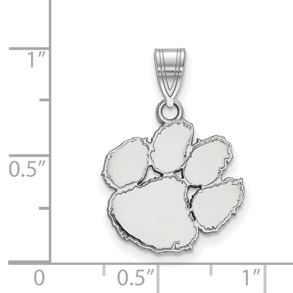 Sterlingsilber Rhodiniert Logoart Clemson University Tiger Paw Mittel Anhänger