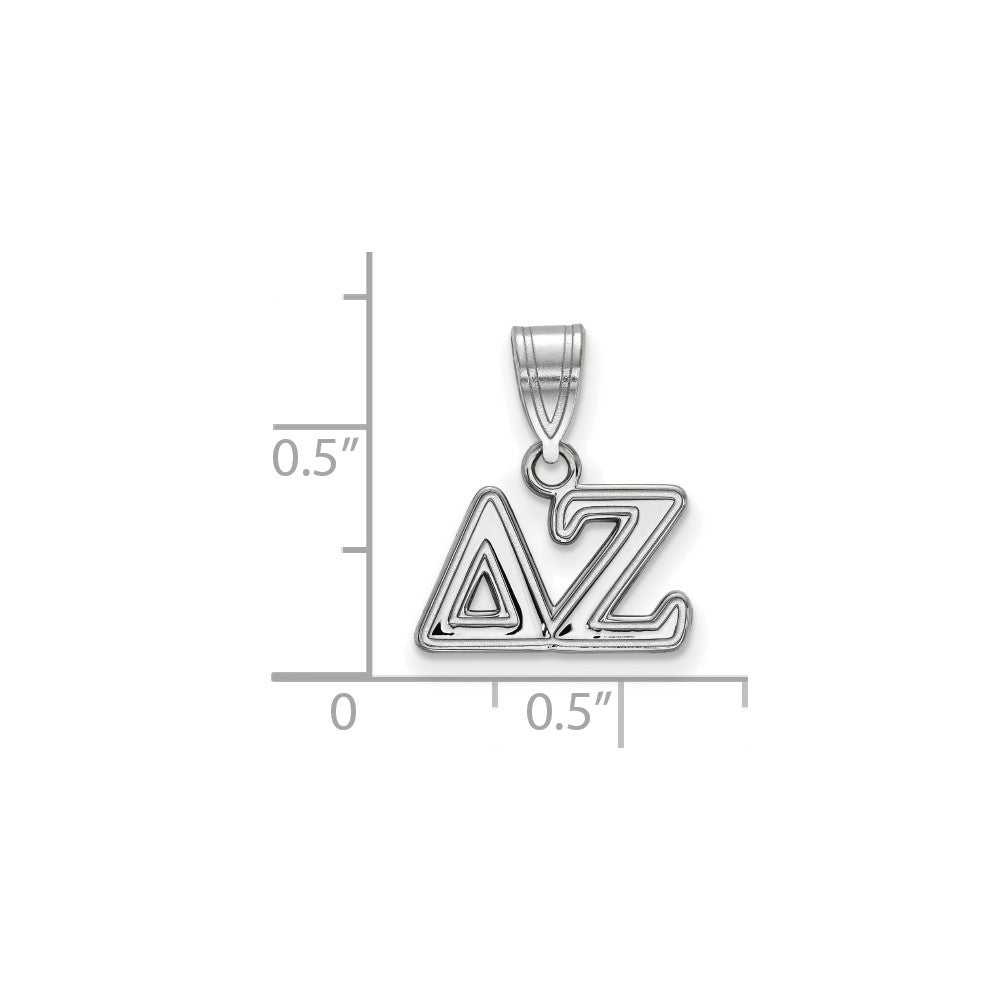Sterlingsilber Rhodiniert Logoart Delta Zeta Sorority Greek Buchstaben Mittel Anhänger