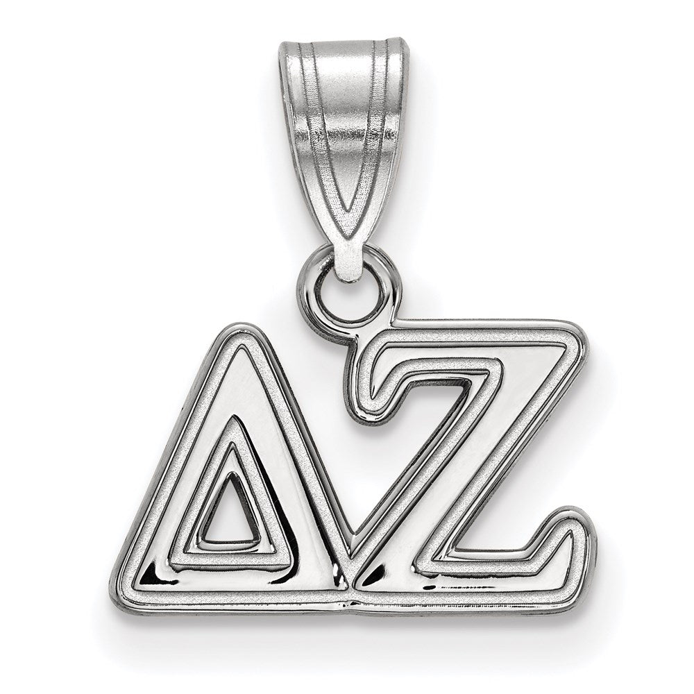 Sterlingsilber Rhodiniert Logoart Delta Zeta Sorority Greek Buchstaben Mittel Anhänger