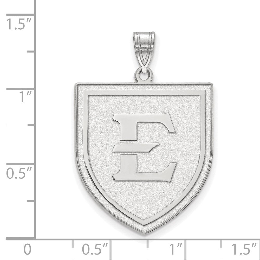 Sterlingsilber Rhodiniert Logoart Ost Tennessee State University Buchstabe E Shield Extra Groß Anhänger