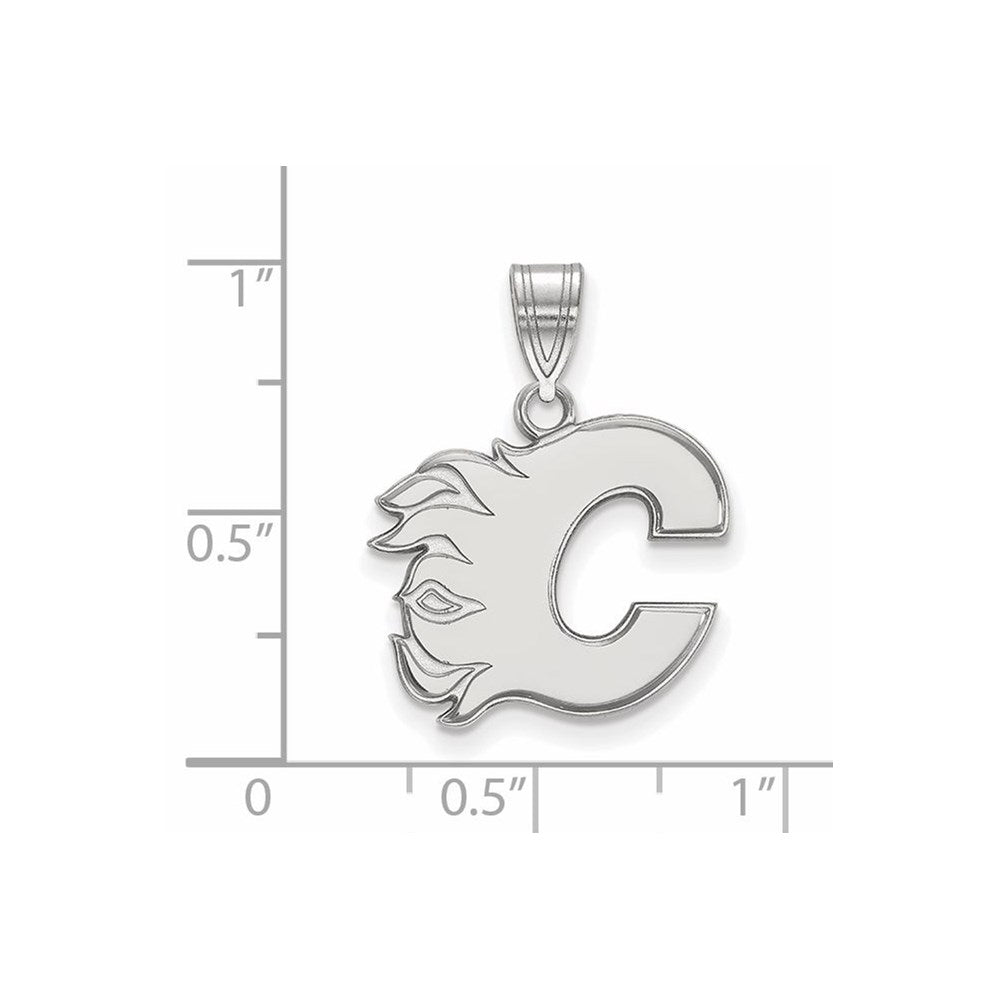 Sterlingsilber Rhodiniert Nhl Logoart Calgary Flames Buchstabe C Mittel Anhänger