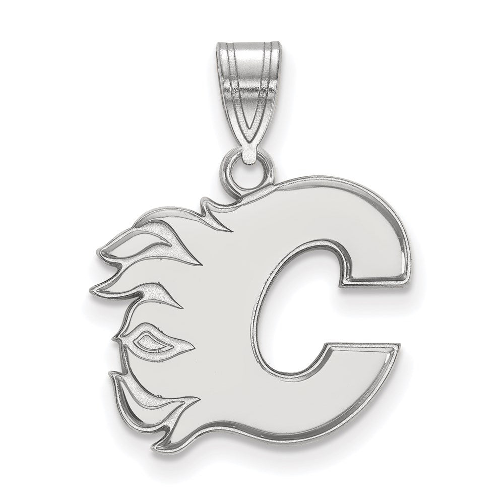 Sterlingsilber Rhodiniert Nhl Logoart Calgary Flames Buchstabe C Mittel Anhänger