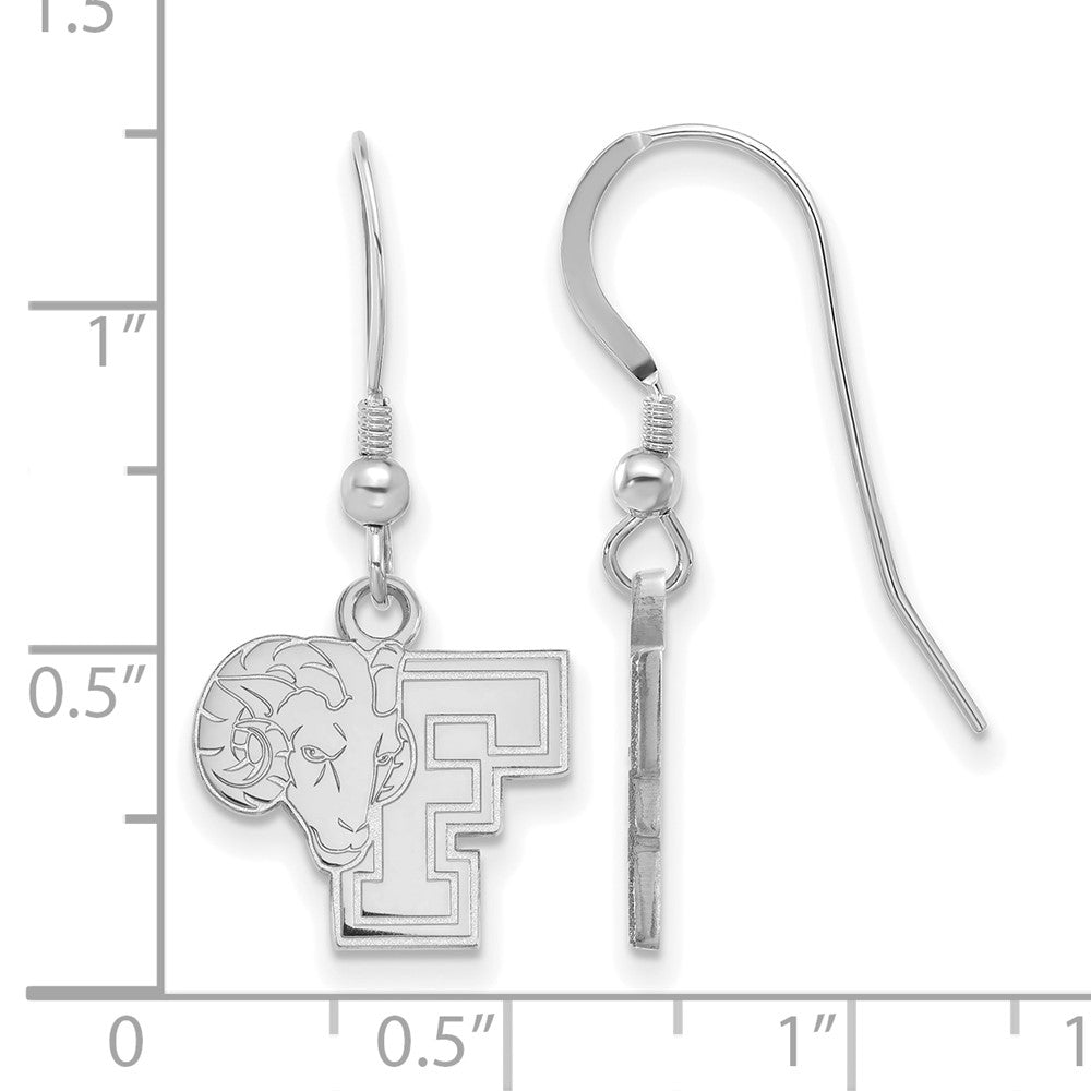 Sterlingsilber Rhodiniert Logoart Fordham University Ram Klein Hängend Draht Ohrringe