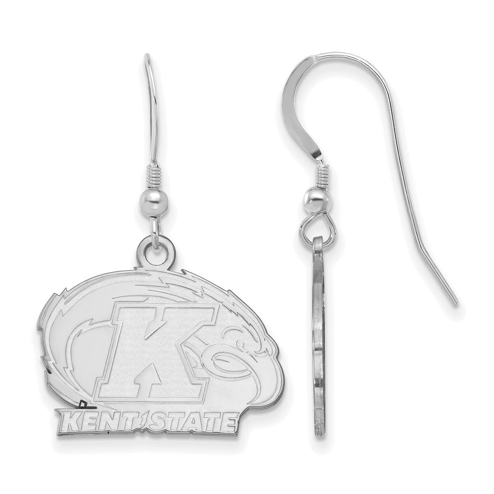 Sterlingsilber Rhodiniert Logoart Kent State University Klein Hängend Draht Ohrringe