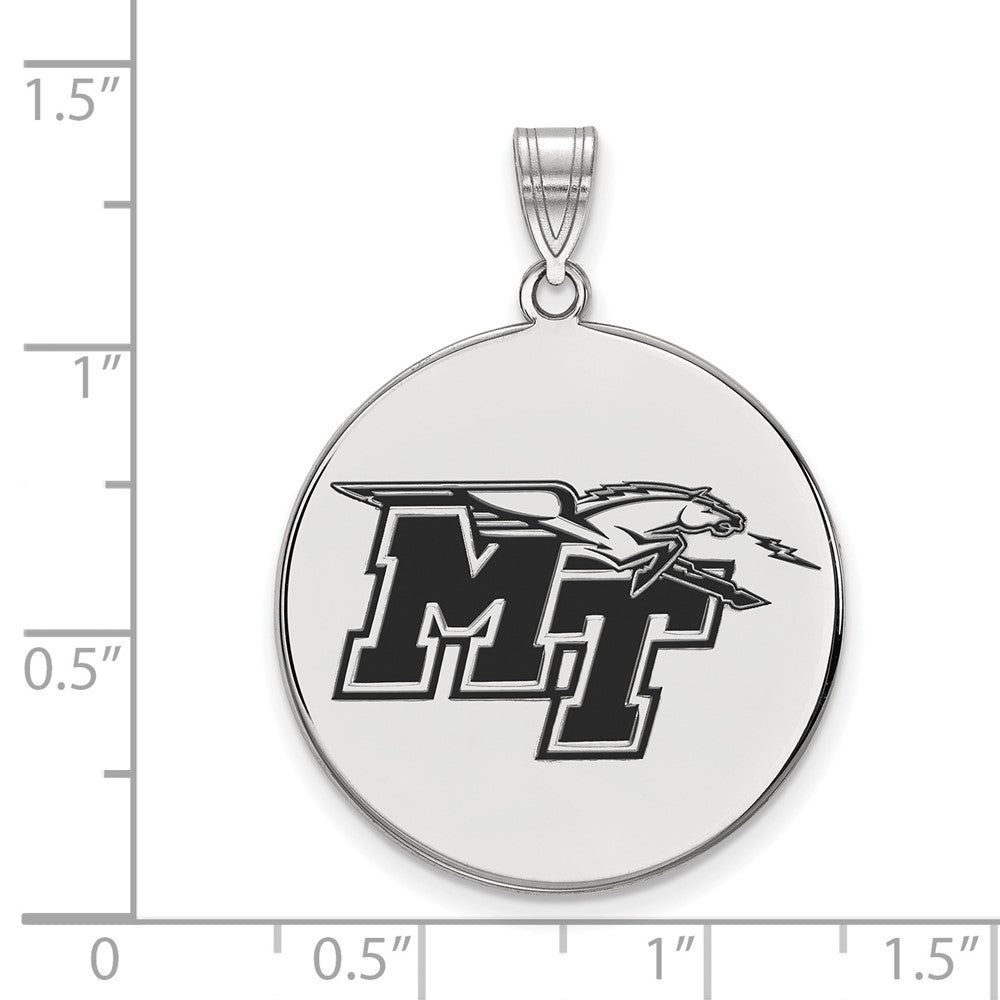 Sterlingsilber Rhodiniert Logoart Middle Tennessee State University M T Extra Groß Emailliert Plättchen Anhänger