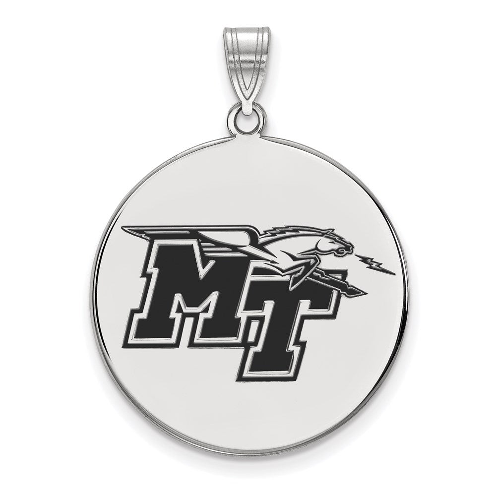 Sterlingsilber Rhodiniert Logoart Middle Tennessee State University M T Extra Groß Emailliert Plättchen Anhänger