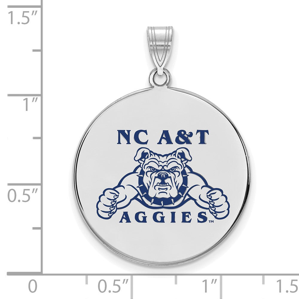 Sterlingsilber Rhodiniert Logoart North Carolina A und T Aggies Extra Groß Emailliert Plättchen Anhänger