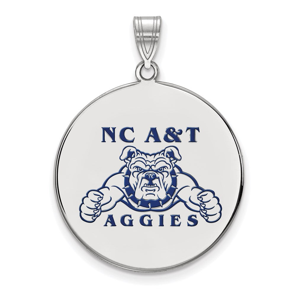 Sterlingsilber Rhodiniert Logoart North Carolina A und T Aggies Extra Groß Emailliert Plättchen Anhänger