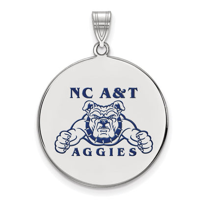 Sterlingsilber Rhodiniert Logoart North Carolina A und T Aggies Extra Groß Emailliert Plättchen Anhänger