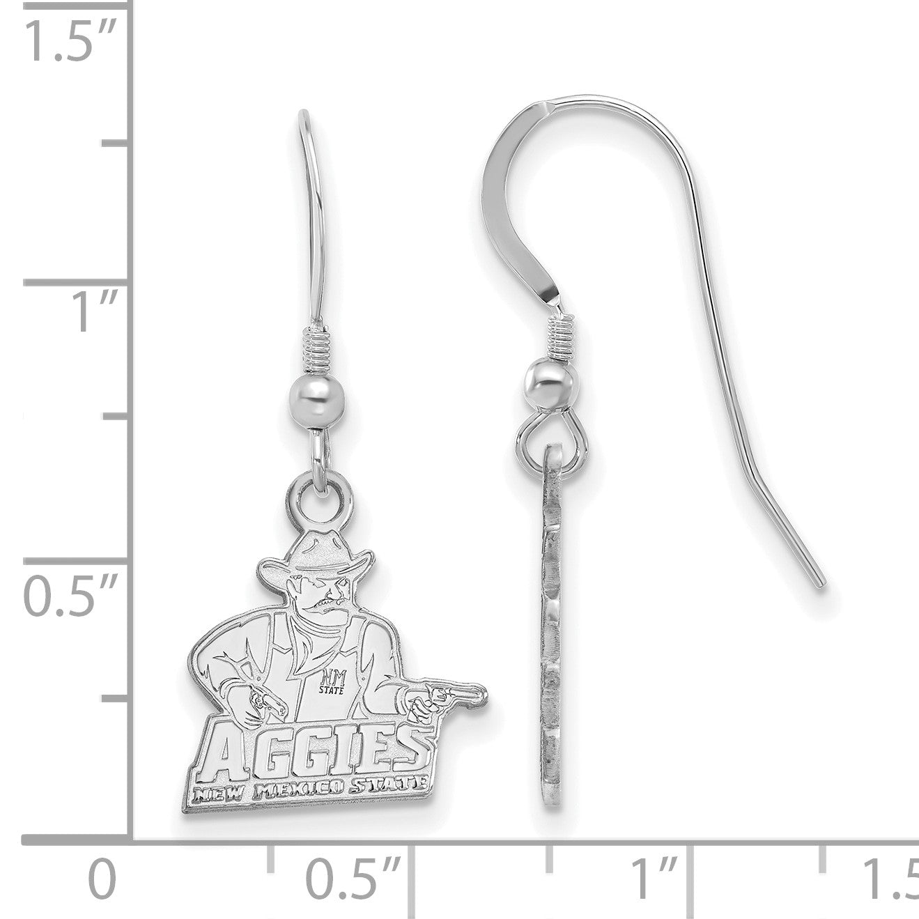 Sterlingsilber Rhodiniert Logoart New Mexico State University Aggies Klein Hängend Draht Ohrringe