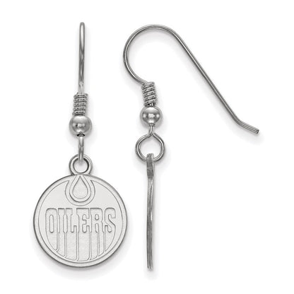 Sterlingsilber Rhodiniert Nhl Logoart Edmonton Oilers Klein Hängend Draht Ohrringe