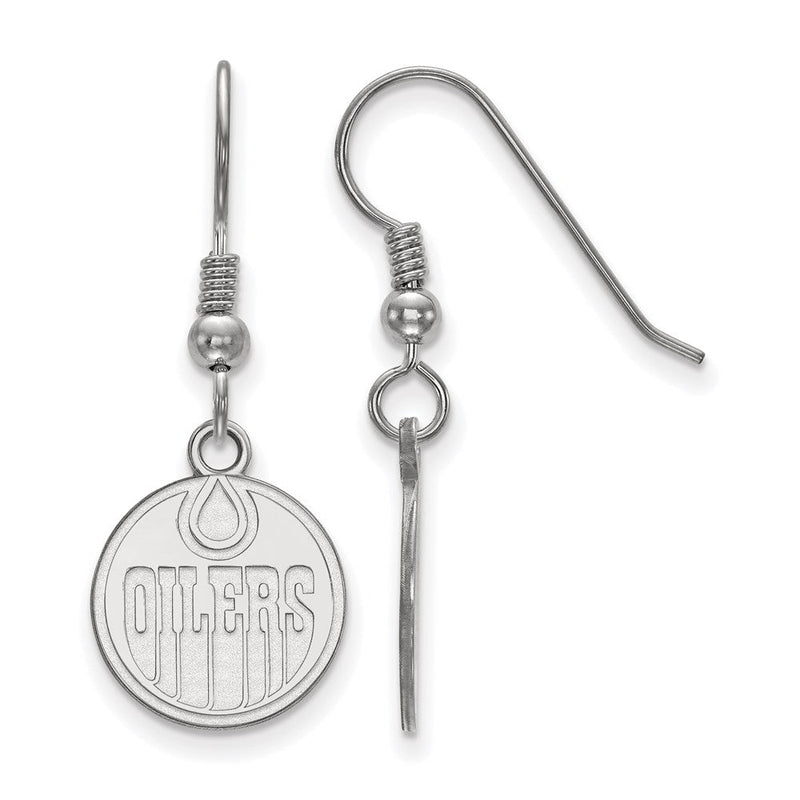 Sterlingsilber Rhodiniert Nhl Logoart Edmonton Oilers Klein Hängend Draht Ohrringe