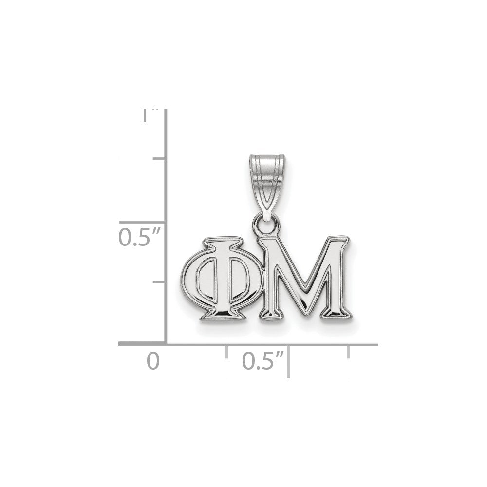 Sterlingsilber Rhodiniert Logoart Phi Mu Sorority Greek Buchstaben Mittel Anhänger
