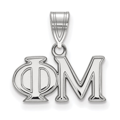 Sterlingsilber Rhodiniert Logoart Phi Mu Sorority Greek Buchstaben Mittel Anhänger