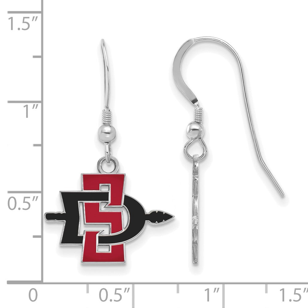 Sterlingsilber Rhodiniert Logoart San Diego State University Klein Emailliert Hängend Draht Ohrringe