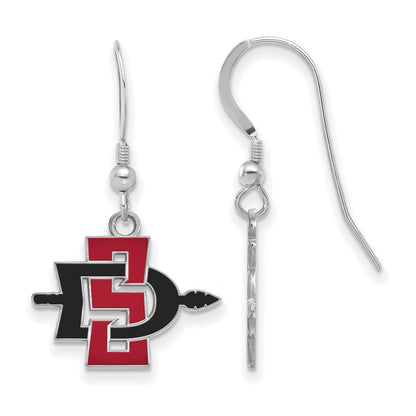 Sterlingsilber Rhodiniert Logoart San Diego State University Klein Emailliert Hängend Draht Ohrringe