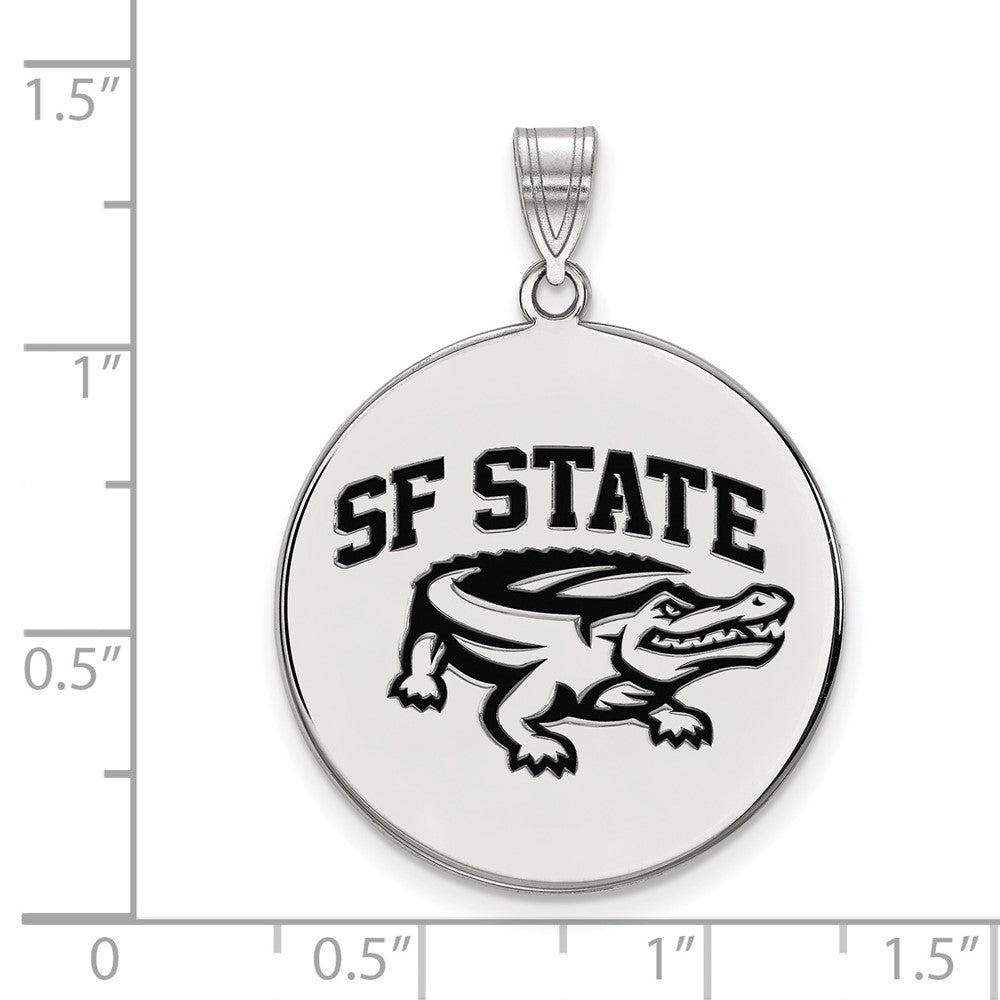 Sterlingsilber Rhodiniert Logoart San Francisco State University Extra Groß Emailliert Plättchen Anhänger