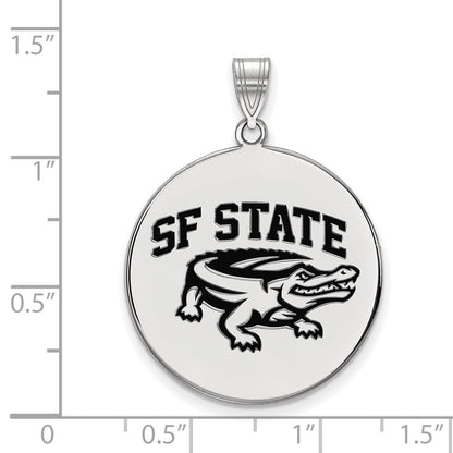 Sterlingsilber Rhodiniert Logoart San Francisco State University Extra Groß Emailliert Plättchen Anhänger