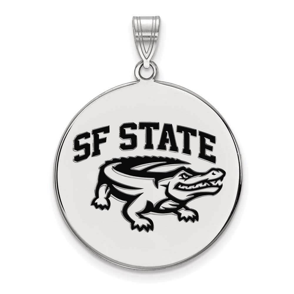 Sterlingsilber Rhodiniert Logoart San Francisco State University Extra Groß Emailliert Plättchen Anhänger