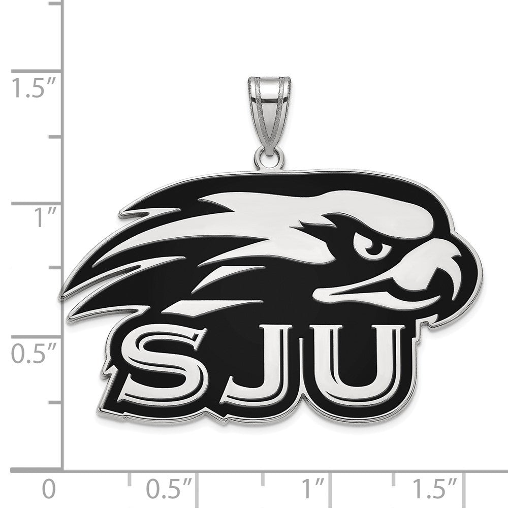 Sterlingsilber Rhodiniert Logoart St Joseph University Hawks Extra Groß Emailliert Anhänger