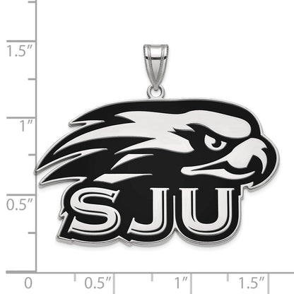 Sterlingsilber Rhodiniert Logoart St Joseph University Hawks Extra Groß Emailliert Anhänger