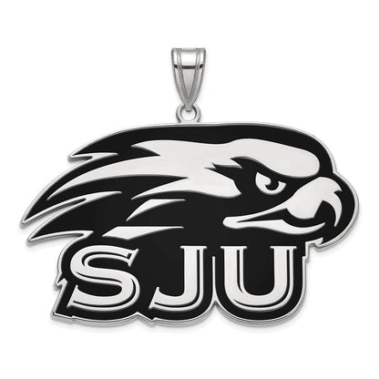 Sterlingsilber Rhodiniert Logoart St Joseph University Hawks Extra Groß Emailliert Anhänger