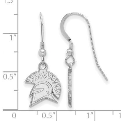 Sterlingsilber Rhodiniert Logoart San Jose State University Spartan Klein Hängend Draht Ohrringe