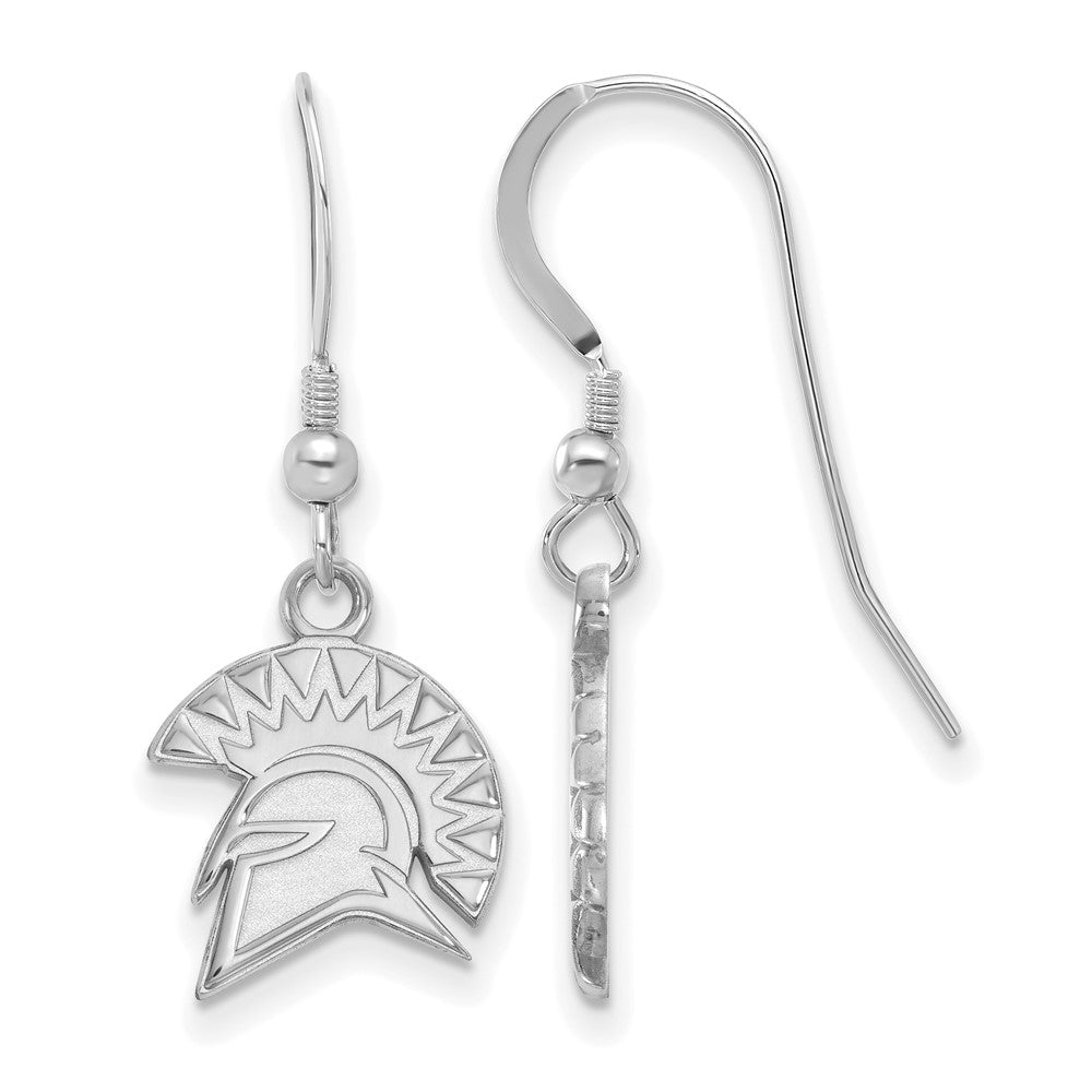 Sterlingsilber Rhodiniert Logoart San Jose State University Spartan Klein Hängend Draht Ohrringe