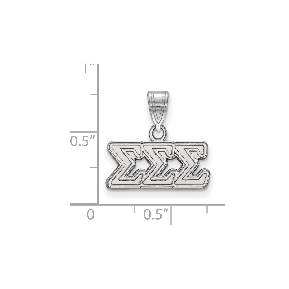 Sterlingsilber Rhodiniert Logoart Sigma Sorority Greek Buchstaben Mittel Anhänger