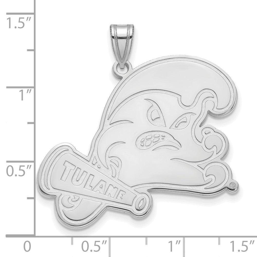 Sterlingsilber Rhodiniert Logoart Tulane University Extra Groß Anhänger