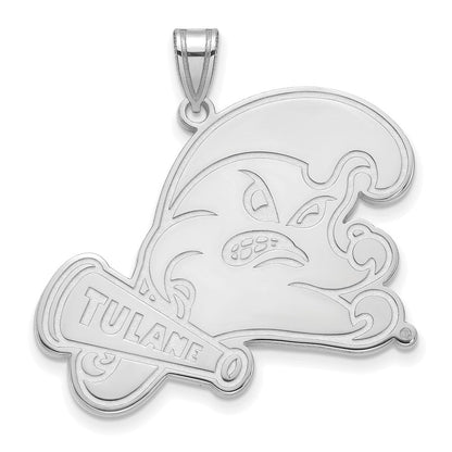 Sterlingsilber Rhodiniert Logoart Tulane University Extra Groß Anhänger