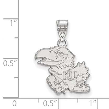 Sterlingsilber Rhodiniert Logoart University Of Kansas Jayhawk Mittel Anhänger