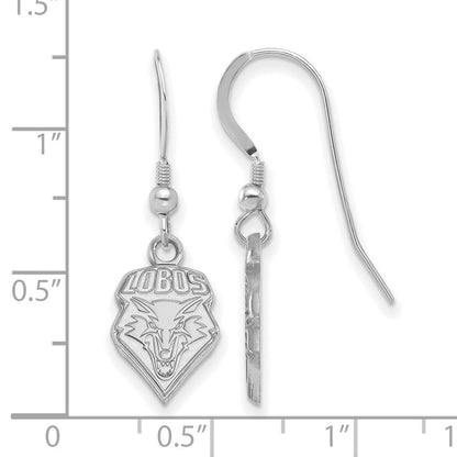 Sterlingsilber Rhodiniert Logoart University Of New Mexico Lobos Klein Hängend Draht Ohrringe
